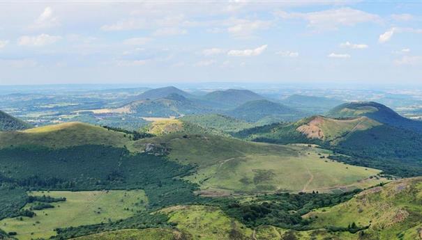 Breathtaking aerial view of the Auvergne Volcanoes
