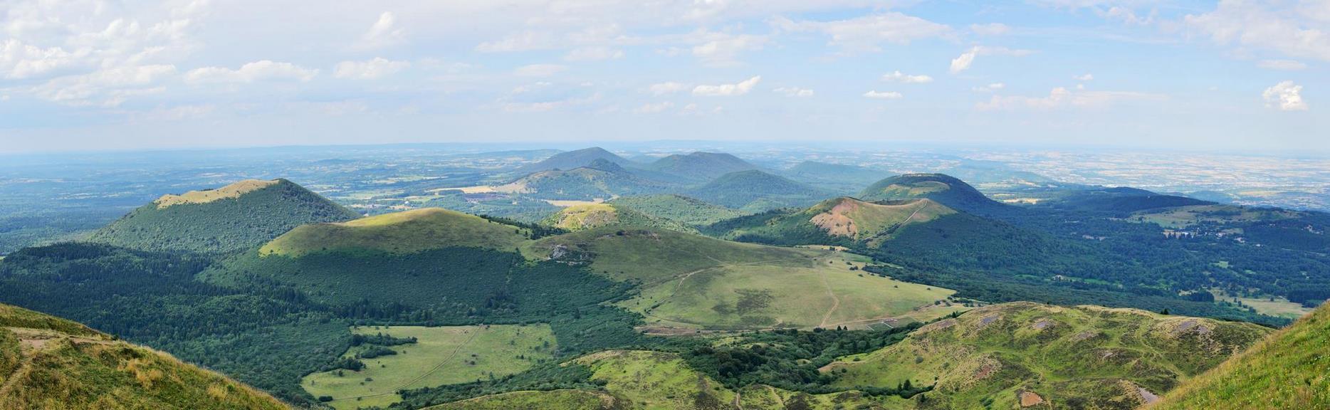 Breathtaking aerial view of the Auvergne Volcanoes