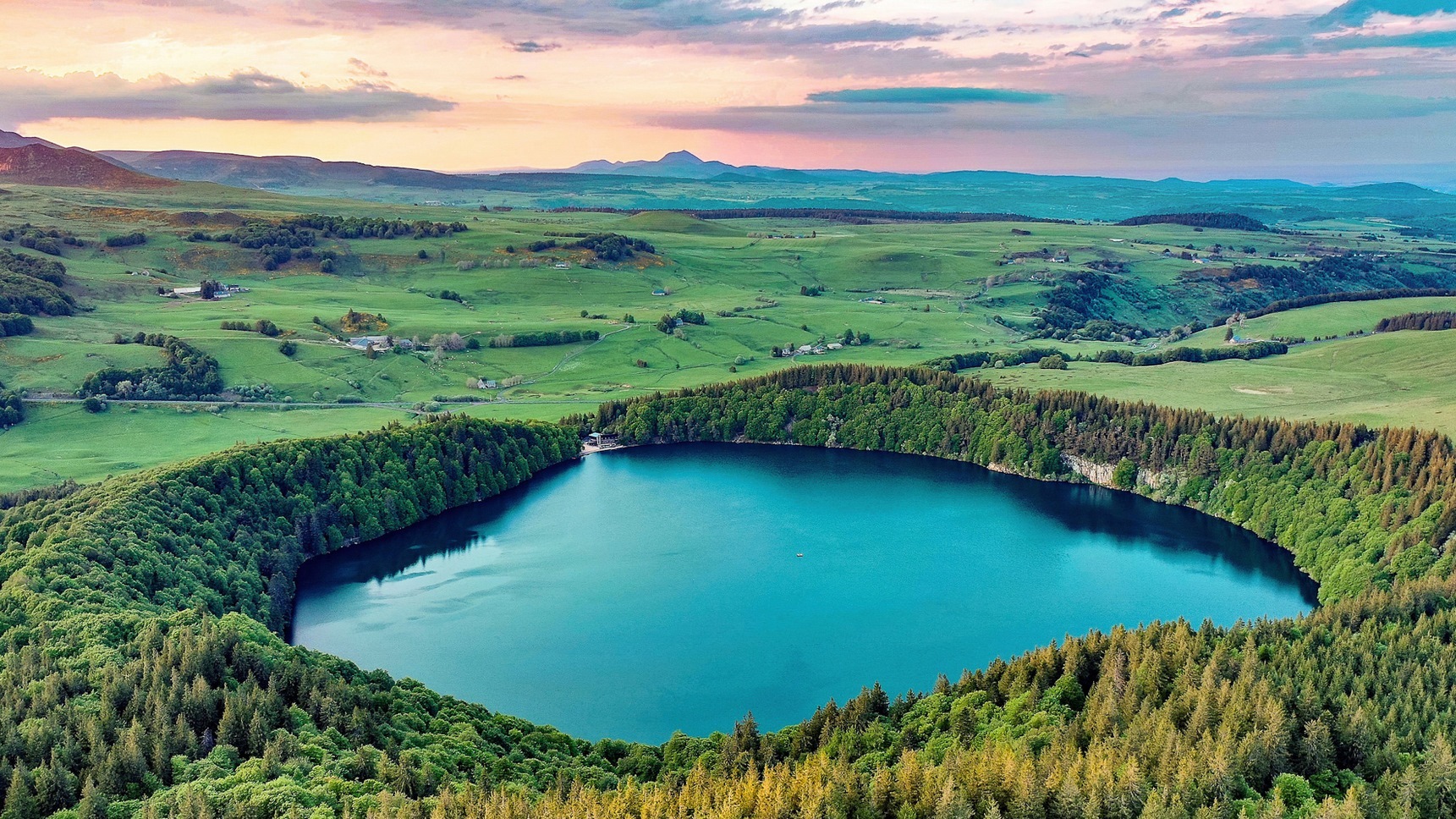 Lake Pavin: Exceptional Aerial View - Lake Pavin and Puy de Dôme