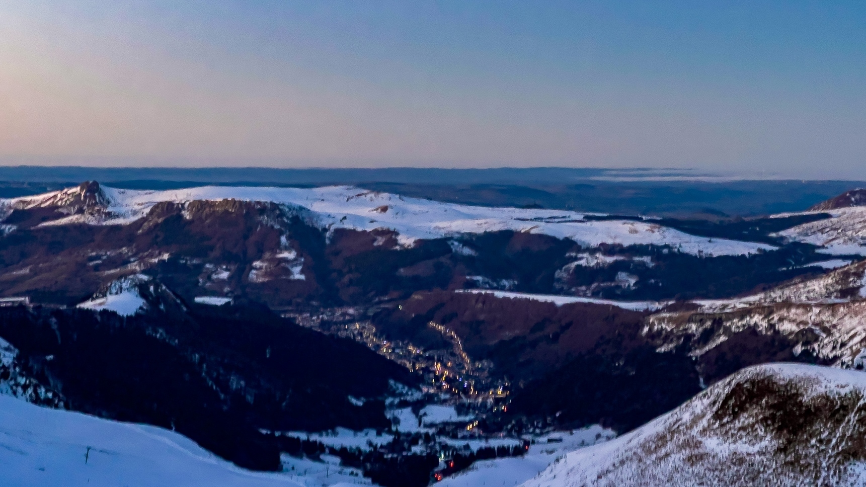 Snow-covered Puy de Sancy: Spectacular View from Mont Dore