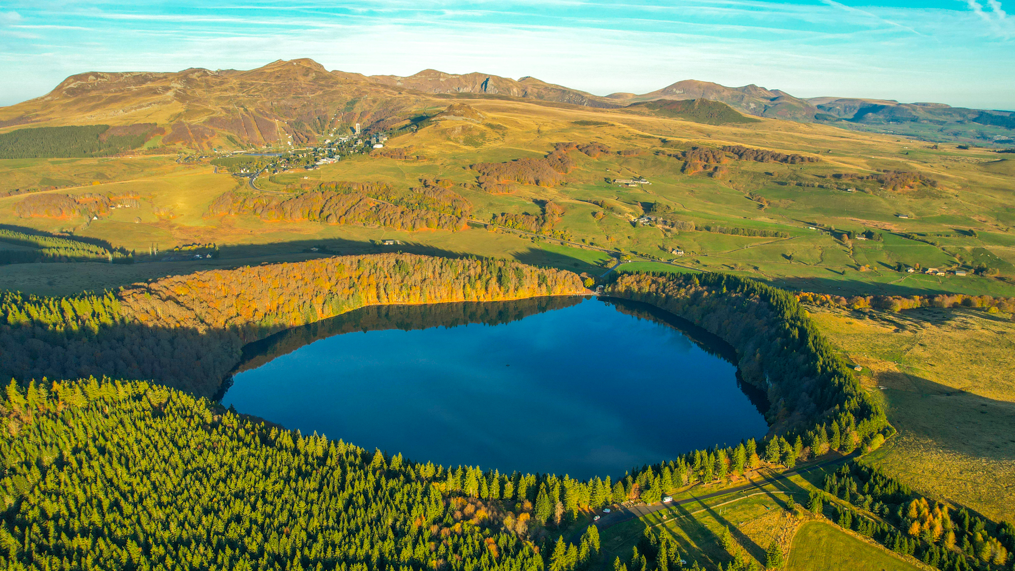 Pavin Lake: Autumn Aerial View