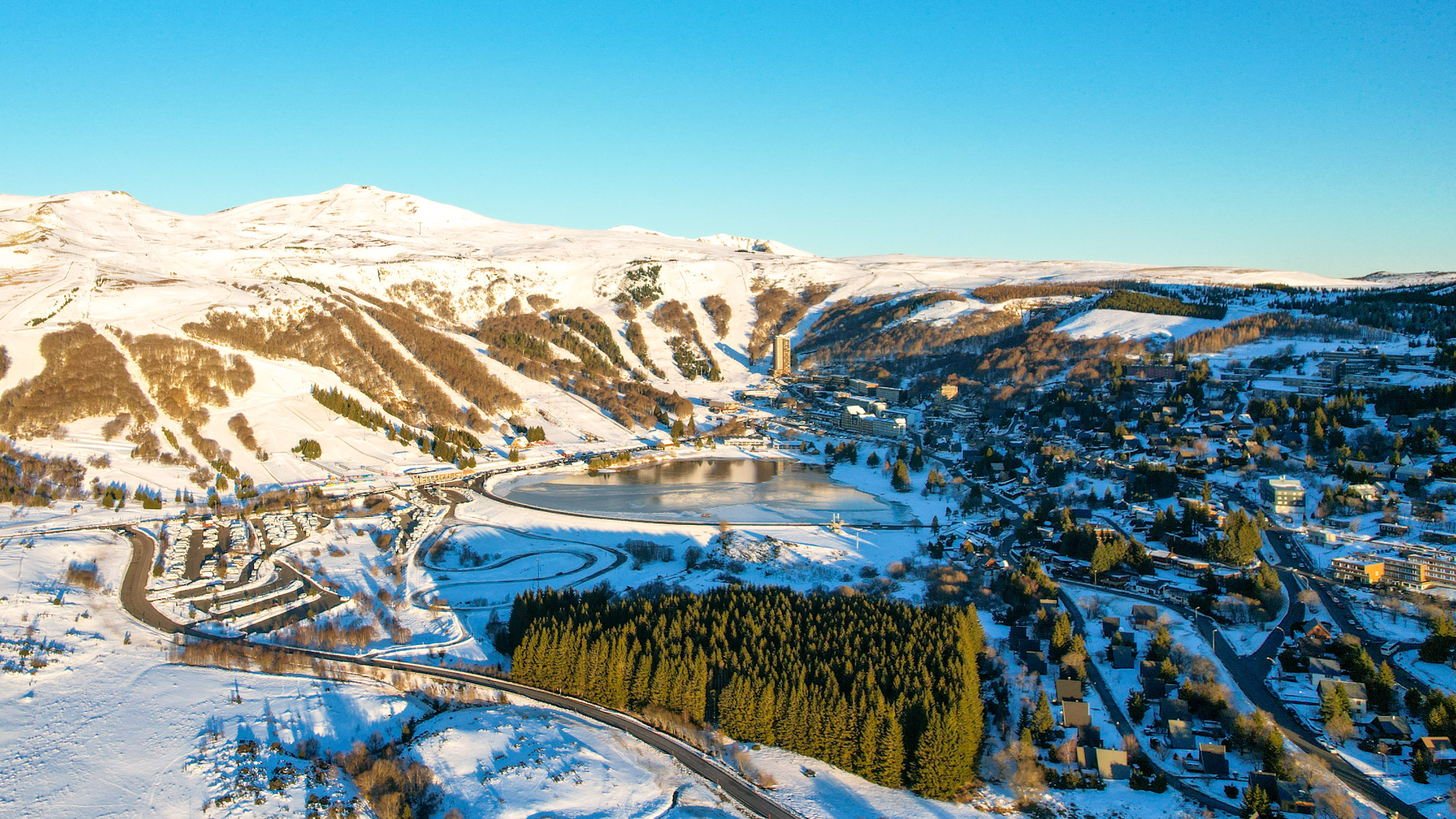 Super Besse: Impressive Aerial Panorama from Lac des Hermines to Puy du Chambourguet