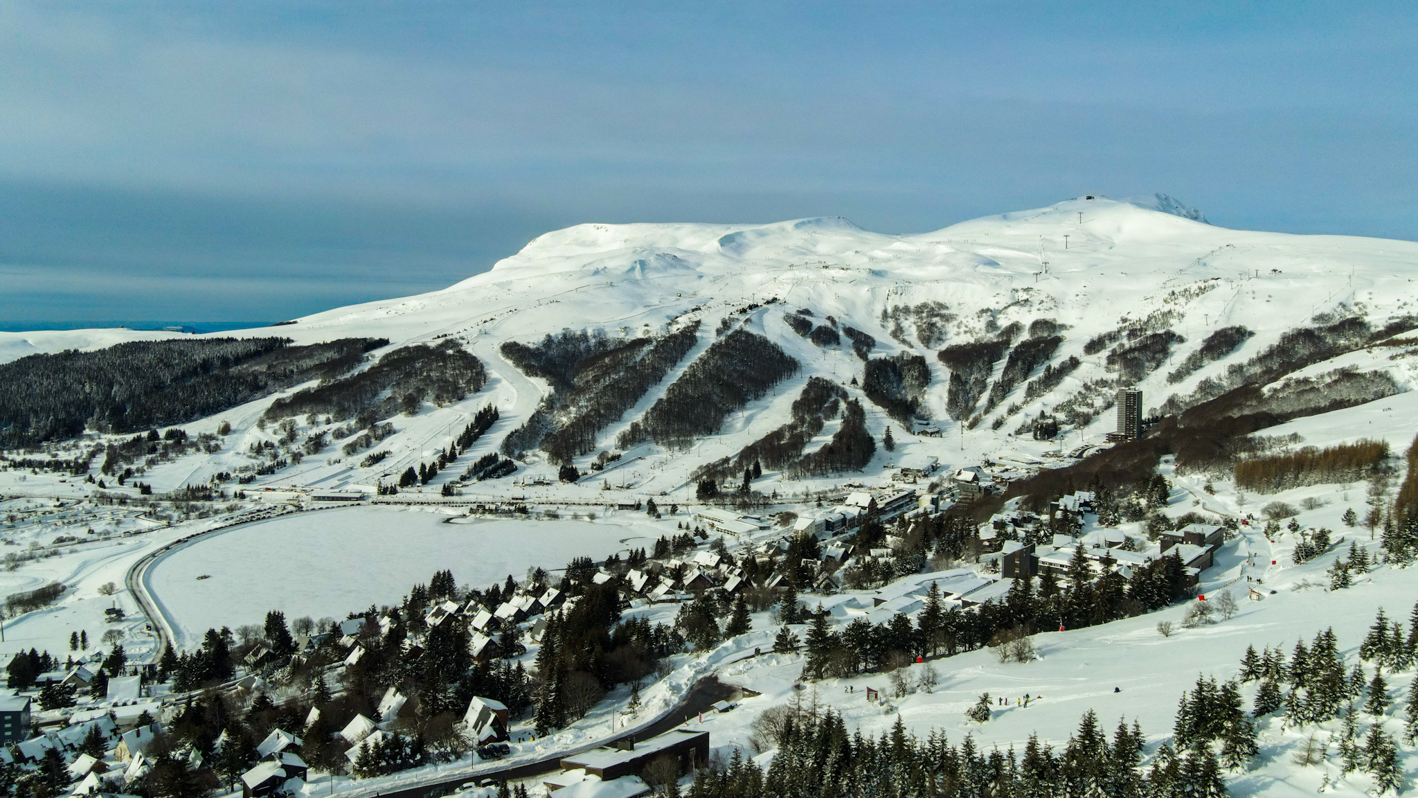 Super Besse under the Snow: Frozen Lake of Hermines, Enchanted Aerial View