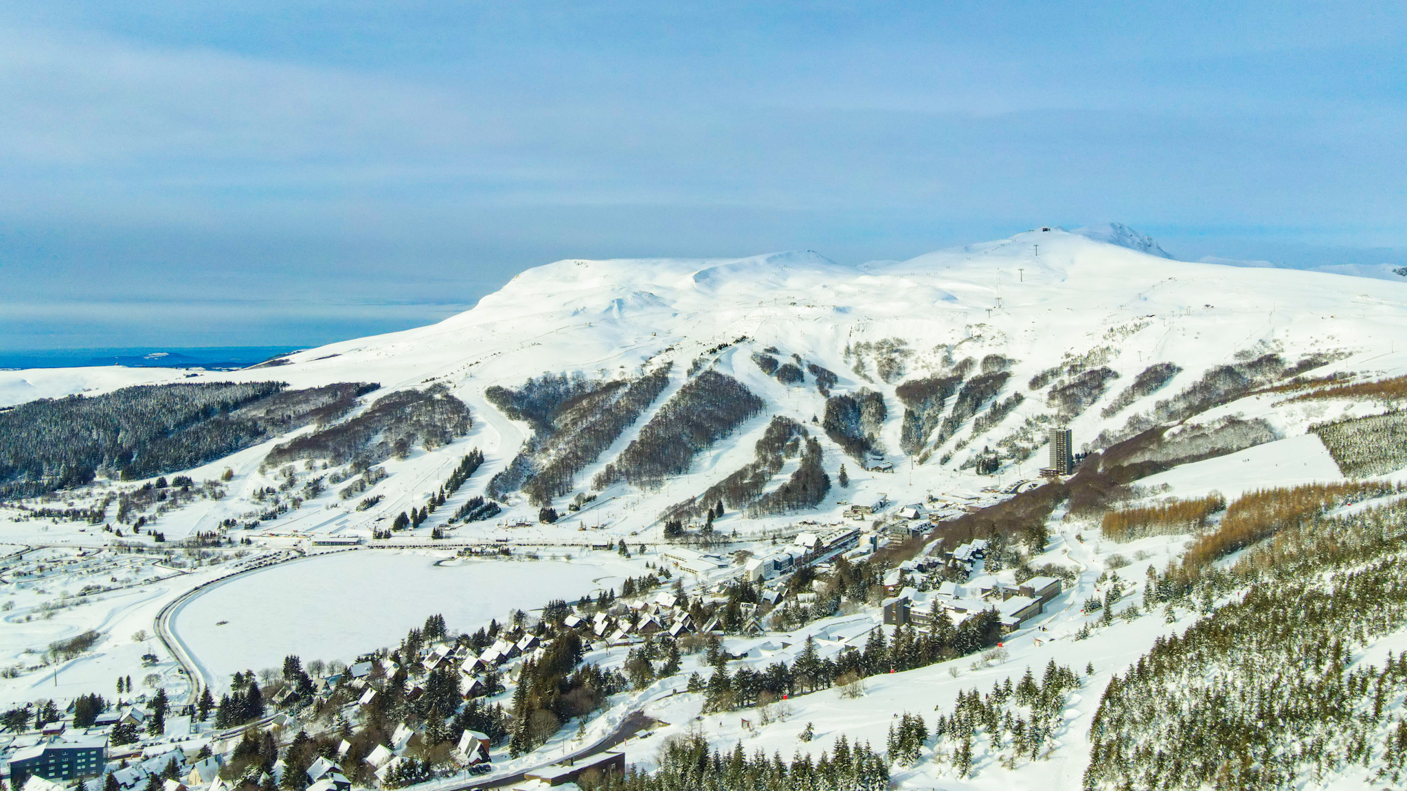 Super Besse under the Snow: Enchanting Panoramic Aerial View