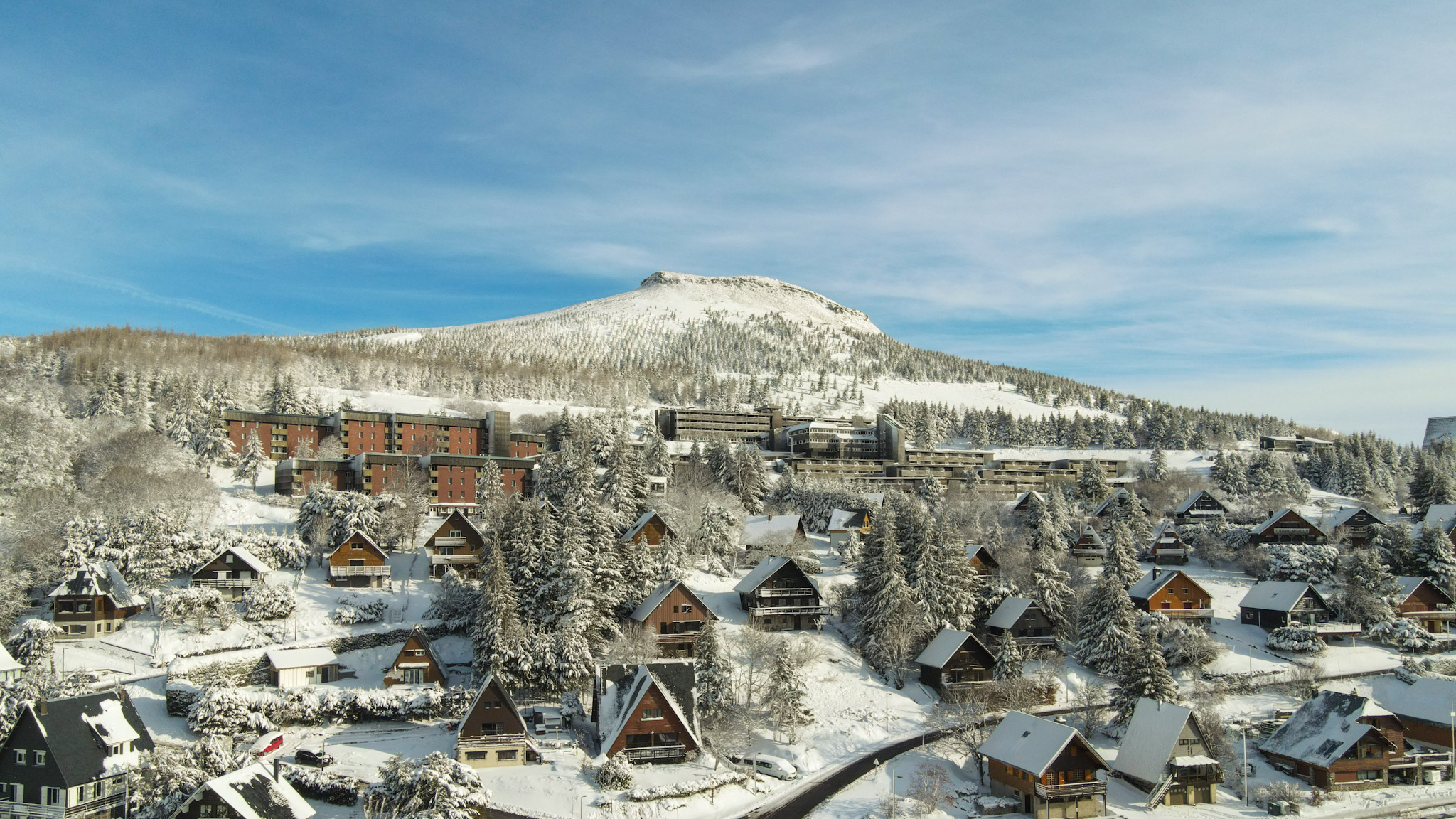 Super Besse - Snowy Puy du Chambourguet, Magical Aerial View