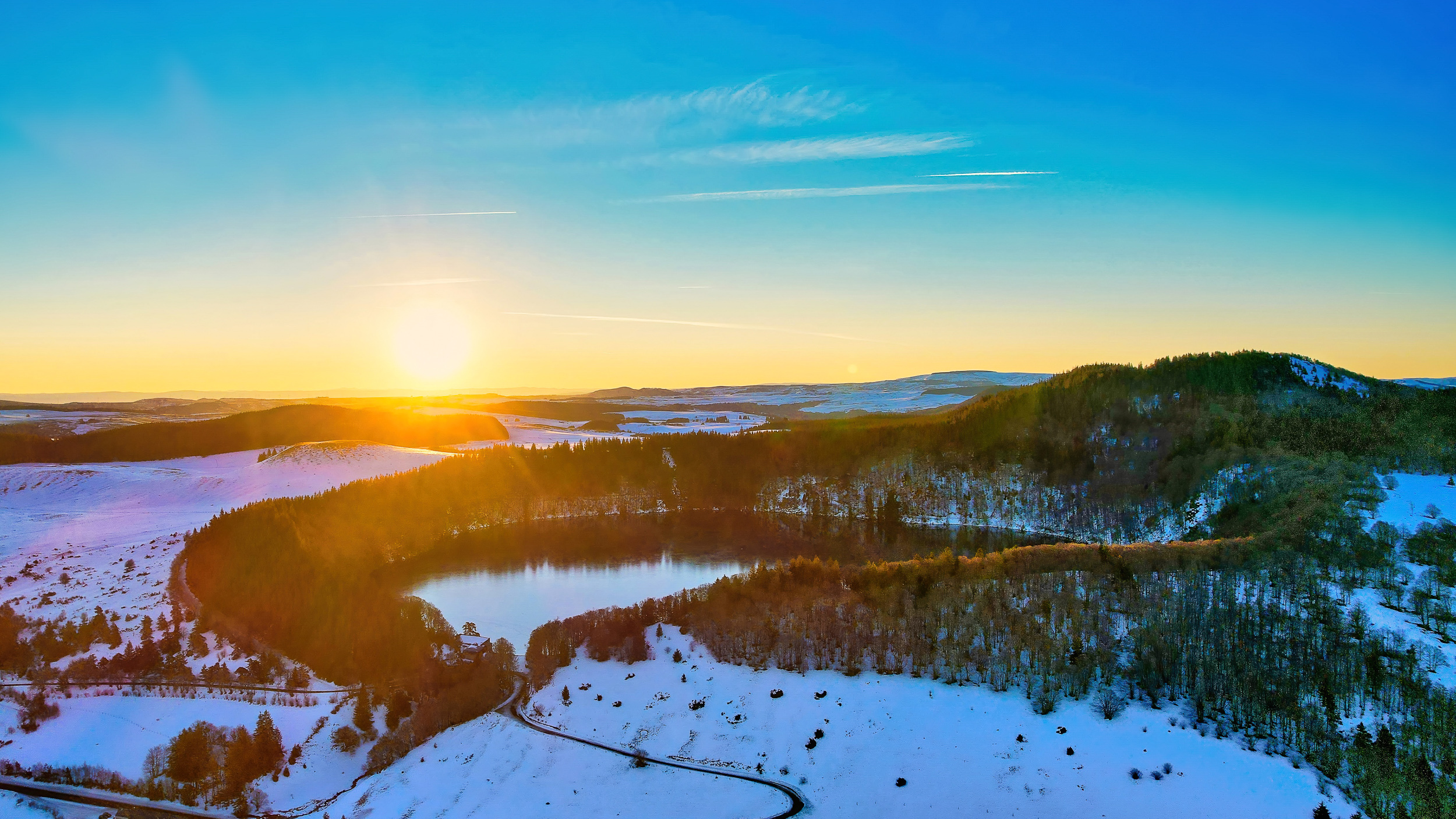 Pavin Lake: Enchanted Sunrise - Snow at Puy de Montchal