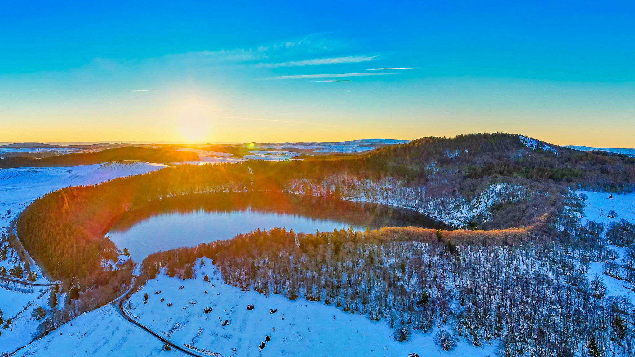 Sancy Massif: Magical Sunrise on Lake Pavin