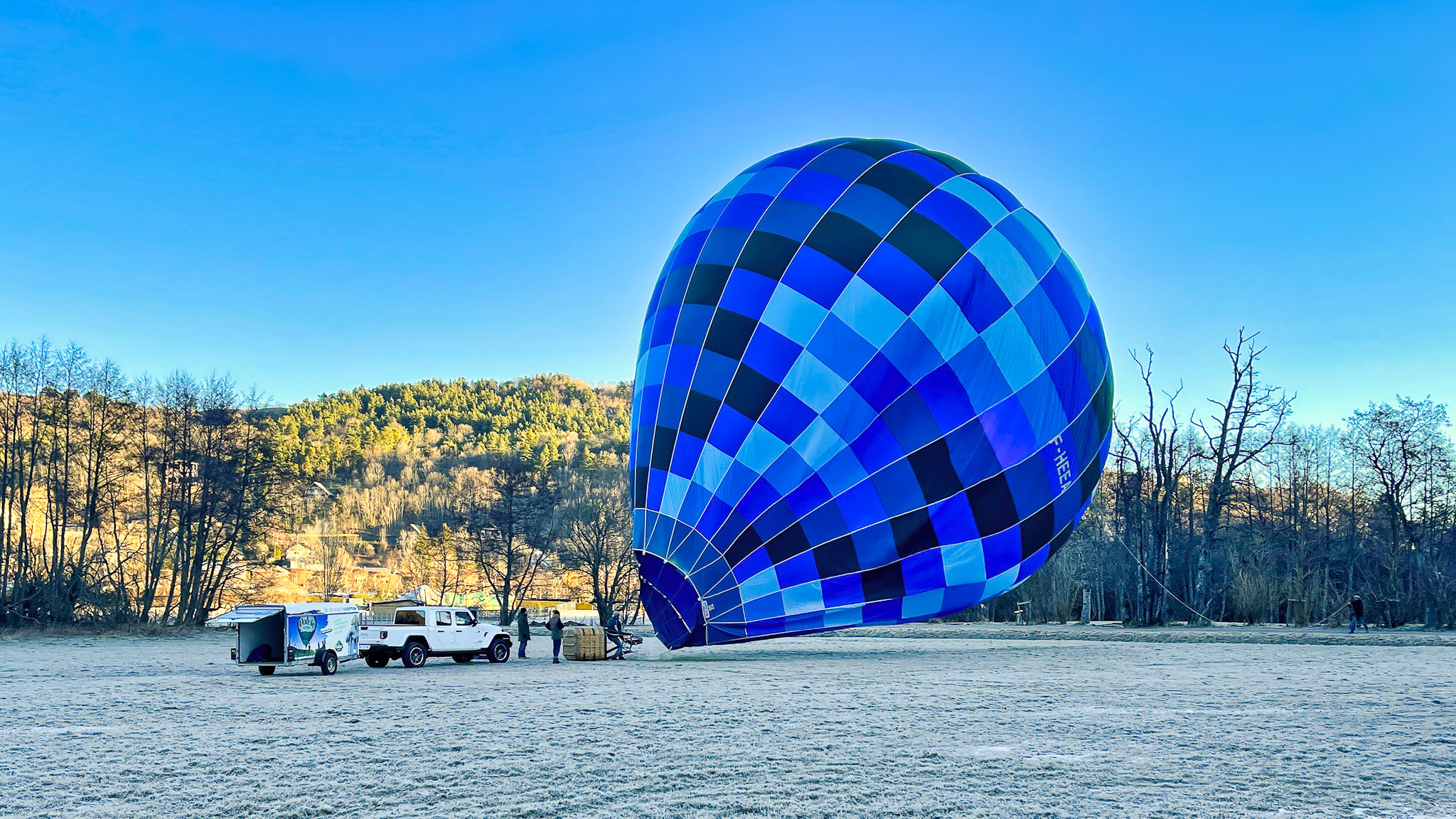 Lake Chambon - Murol: Breathtaking view from a hot air balloon above the lake.