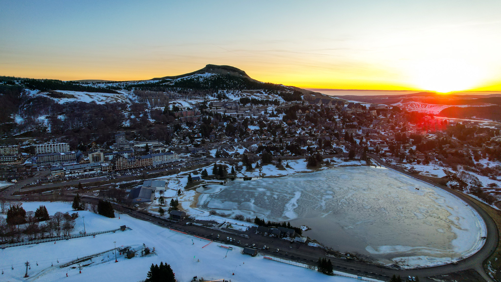 Super Besse: Lac des Hermines under the First Rays of the Sun