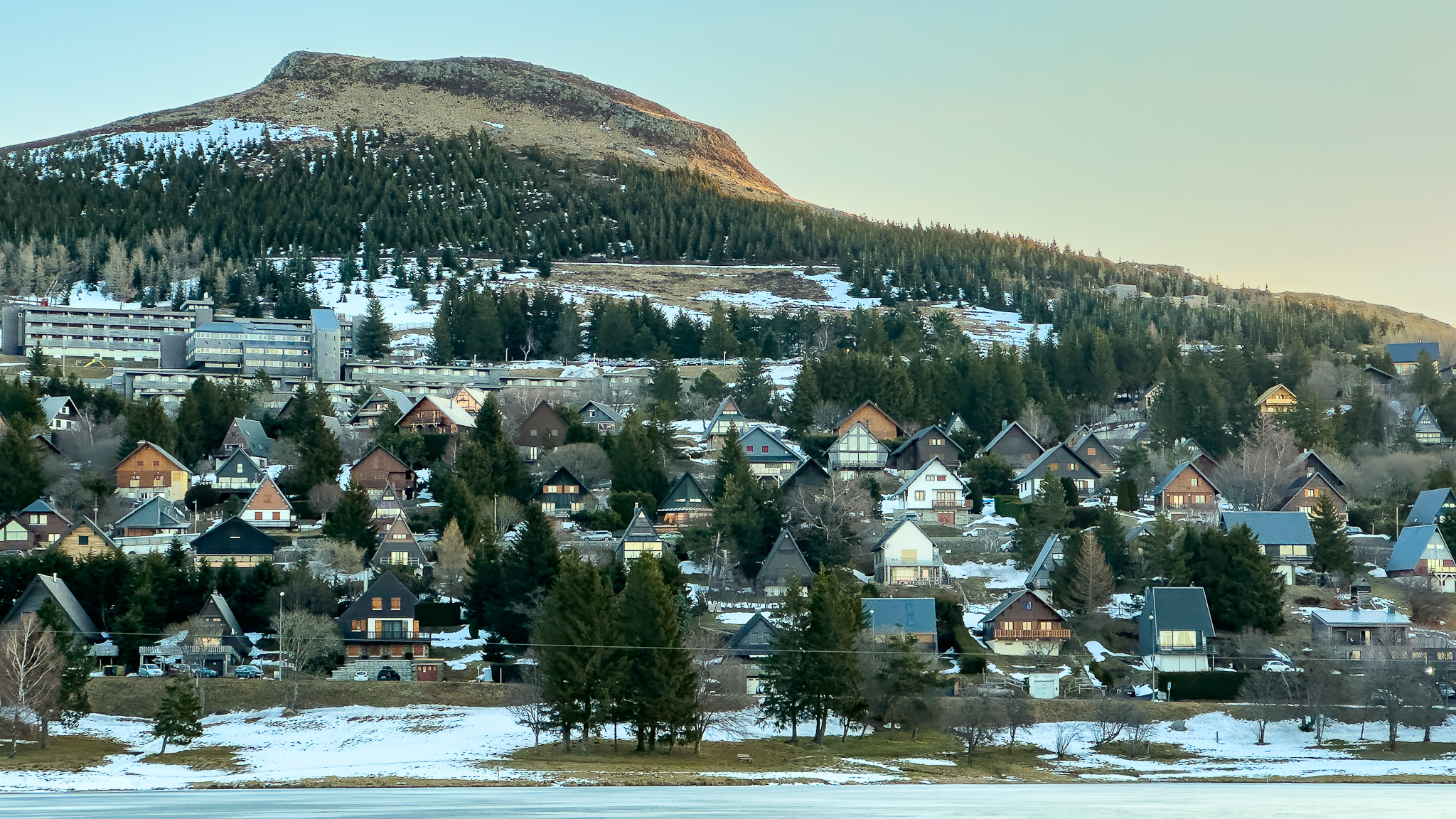 Super Besse: Chalet Village Bathed in Morning Light