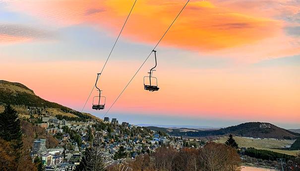 Auvergne, Super Besse at sunset in early spring