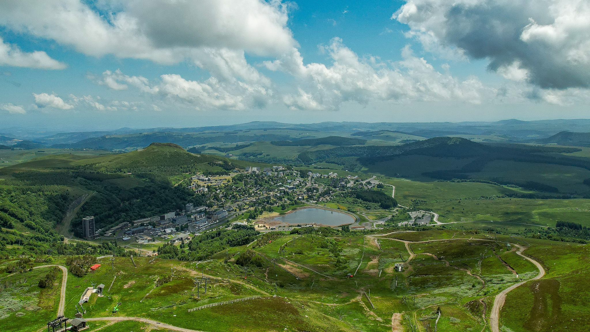 Massif Central, the resort of Super Besse in its spring colors